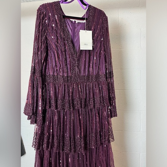 Mac Duggal Purple Long Sleeve Dress - Picture 6 of 15